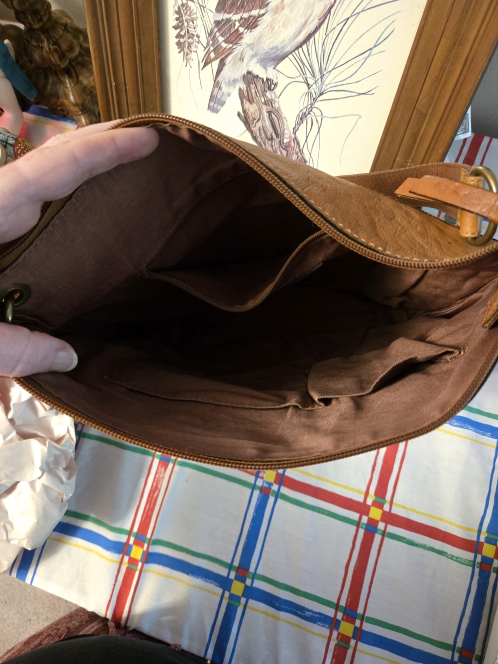 Fossil Tan and Brown Patchwork Leather Crossbody Bag - Picture 7 of 15